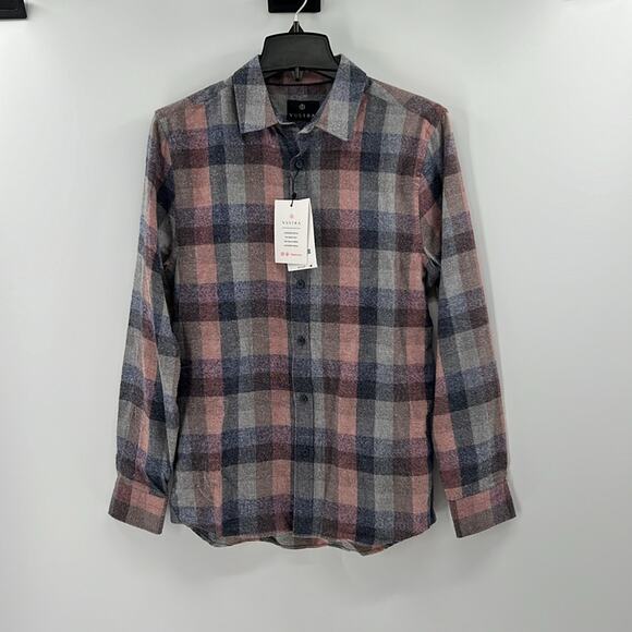 Vustra Men's Craisin Navy Flannel Button Down Shirt - Small - New with tags - Picture 2 of 7